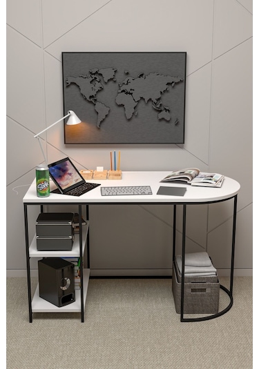 Çalışma Masası 125 Cm Bilgisayar Masası Çok Amaçlı Makyaj Masası Ofis Masası Yemek Masası Beyaz Beyaz