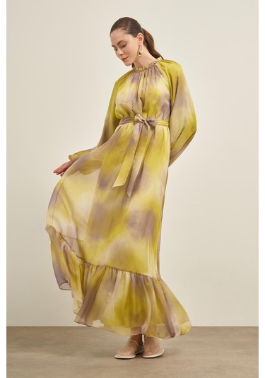 Ftz İpek Saten Elbise Asit 31039 Asit Çok Renkli