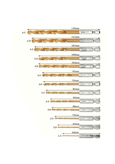 Rekotools-1/4'' Bits Saplı Tin Kaplı Hss Matkap Ucu Seti 13 Parça