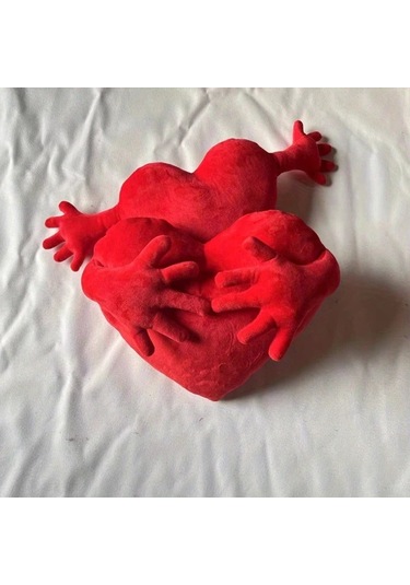 Gateesat 1 Adet Romantik Kırmızı Kalp Yastığı Mikrofiber Sevgili Yastığı Dekoratif Yastık Kırmızı