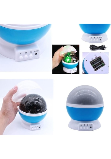 Çocuklar İçin Gece Lambası / Projektör - Yıldızlı Pembe Lamba