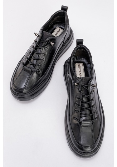 Erkek Kalın Taban Comfort Casual Ayakkabı Gerçek Deri Pc 90402 Siyah Null Siyah