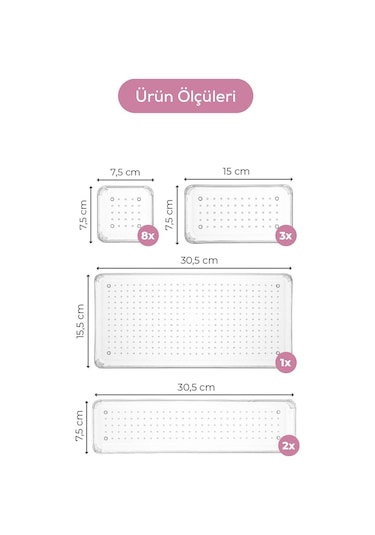 Vienev 14lü Takı Makyaj Çekmece Içi Düzenleyici Kozmetik Aksesuar Organizer Şeffaf