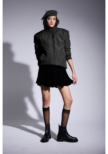 Freemen Kadın Siyah Astarlı Dik Yaka Mevsimlik Su Ve Rüzgar Geçirmez Mont Siyah