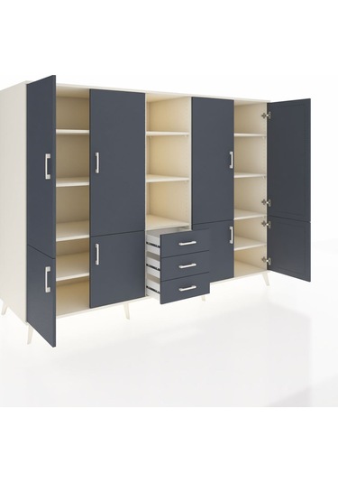 Kronos Dolap 11 Raflı 3 Çekmeceli 8 Kapaklı 220x59x163 Aytaşı-ant Aytaşı-antrasit