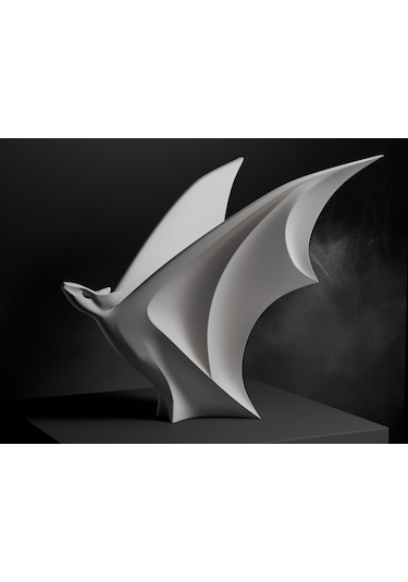 16cm Uçan Yarasa Çalışma Masası Ofis Hediyelik Obje Beyaz