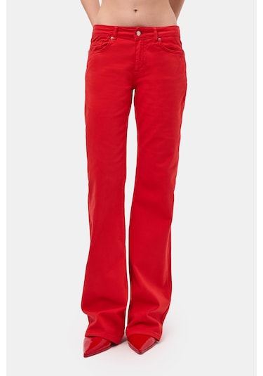 Itsbasic Kadın Kırmızı 6s6-19 Mid Rise Flare Fit Denim Jean