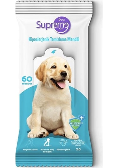 Supreme Hypoalergenic Köpek Temizleme Mendili 60 Adet 3'lü Paket