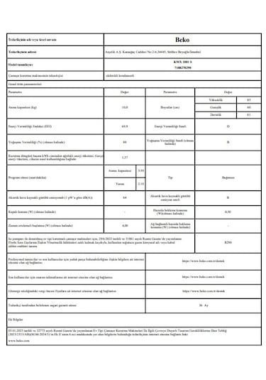 Beko KMX 1001 S 10 KG Isı Pompalı Çamaşır Kurutma Makinesi