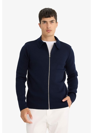 Defacto Standart Fit Polo Yaka Triko Hırka D3592ax25wnnv64 Lacivert