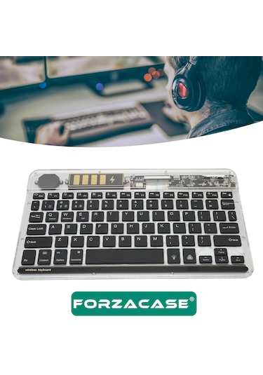Forzacase 7 Renk Rgb Led Işıklı Kablosuz Bluetooth Klavye - Fc461