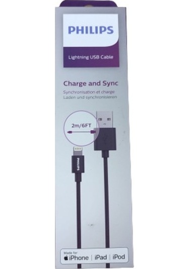 Philips DLC3106V USB-A Lightning Şarj Kablosu 2 M Siyah