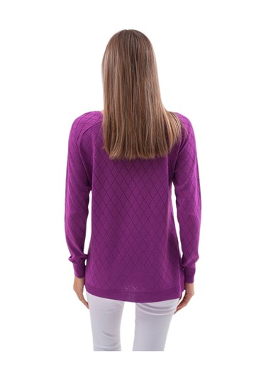 Kadın Baklava Dilimi Desenli Kazak 12781 Bgl-st04110 Mor