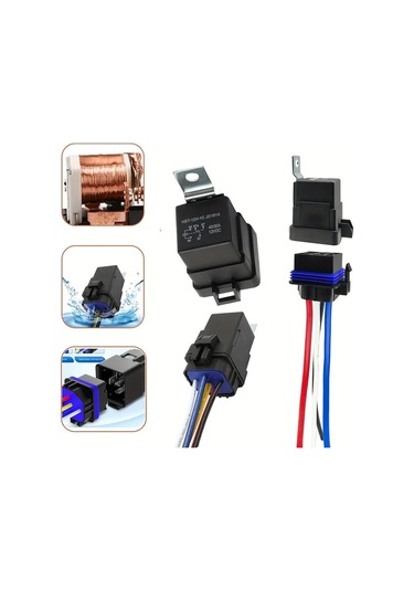 Xuweiwei Ağır Hizmet Tipi 12v 4 Pinli 5li Paket Spst Otomotiv Denizcilik Röle Kiti Ve Kablo Demeti 5 Adet 12 Awg Bakır Teller