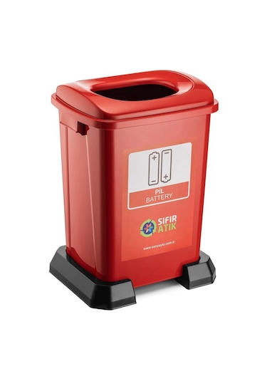 Geri Dönüşüm Sıfır Atık Çöp Kutusu 50 Lt. Kırmızı