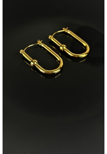 Gold Kaplama Düz Çelik Küpe Gold