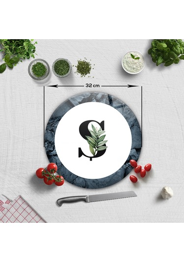 Decorita Cam Kesme Tahtası - Cam Kesme Tablası - Harfli Tasarım Ş Çap 32 CM