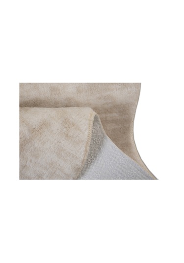 Dekoratif Puffy Peluş Yumuşak Kaymaz Taban Kesme Halı Yolluk Desenli Krem