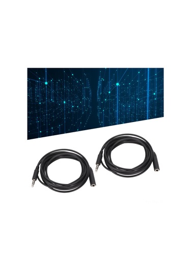 Konesam 2 Adet 2m Siyah 3.5mm Trrs Kulaklık Uzatma Kablosu - Mikrofon Desteği, Stereo Ses, Aux Uyumlu Oksijenli Bakır + Tpe