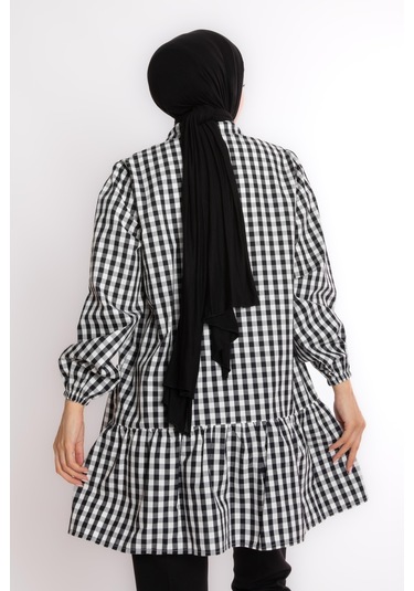 Ekose Siyah Beyaz Tunik Çok Renkli