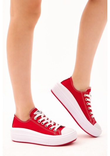 Tonny Black Kadın Kırmızı Rahat Kalıp Kalın Tabanlı Spor Ayakkabı