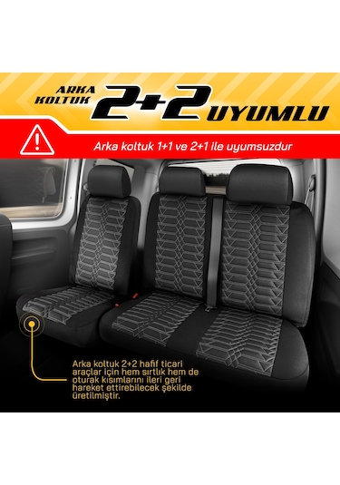 Panda Proline Serisi Jakar Kumaş Ticari Oto Koltuk Kılıfı Siyah - Gri