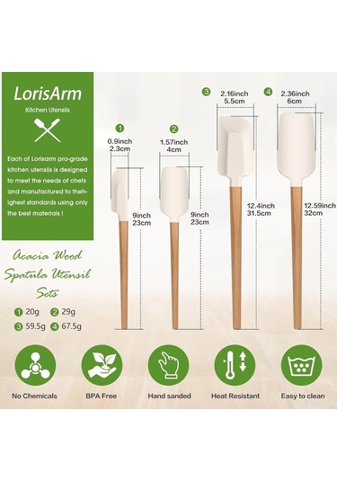 Ximistore9 Gastronomi Mutfak Silikon Spatula Seti: Isı Dayanıklı Yiyecek Seviyesi Büyük Ve Küçük Yuvarlak Uçlu Hamur, Krema Spatülleri 2 Adet Ahşap