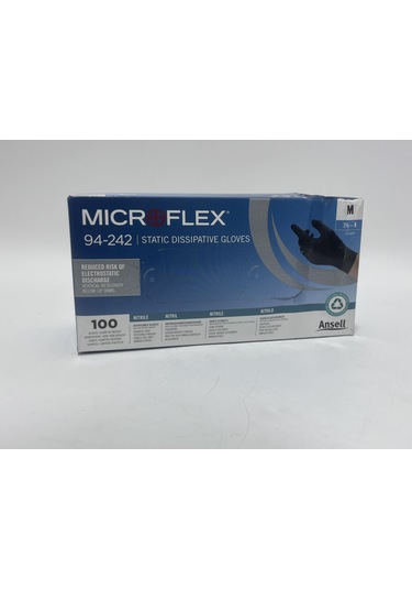Ansell 94-242, Mıcroflex Antisatik Siyah Nitril Eldiven M Beden 100 Lü Paket