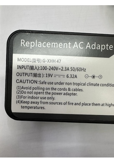 19 Volt 6.32 Amper 5.5 Mm 2.5 Mm Adaptör 120 Watt Notebook Adaptörü