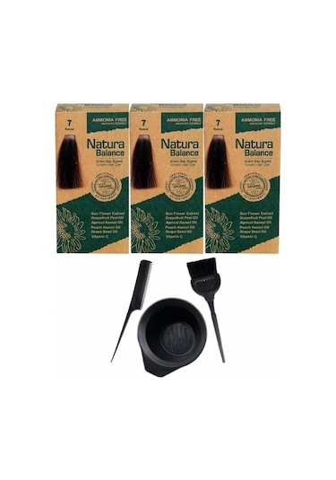 Natura Balance Saç Boyası 7 Kumral 3 Adet+Saç Boyama Seti