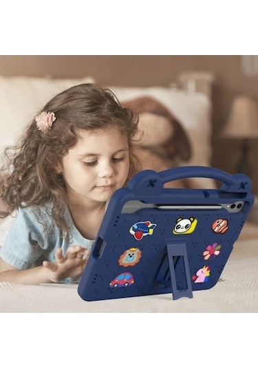 Maoyaya Samsung Tab S9 Fe+ 12.4 İnç Çocuk Kılıf - Pembe, Trendy Desenli Eva Kapak