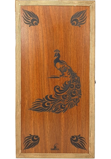 Simya Figür Tavla Tavus Kuşu (Ceviz Kaplama)