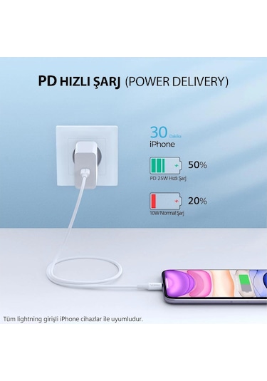 Nicepro Npo CTL 12 60 W 1.2 M Tpe Type-C To Lightning Hızlı Şarj Ve Data Kablosu