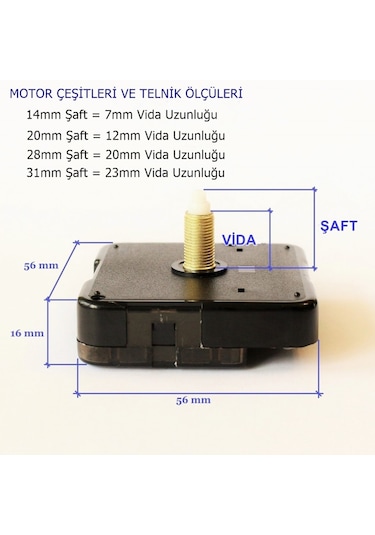 Duvar Saati Mekanizması Büyük Boy Akrep Yelkovan Saniye Motor Gümüş