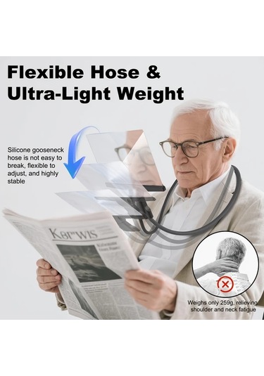 Willowhaven Siyah Taşınabilir Led Masa Lambası Hd Büyüteç Ve Esnek Boyun Siyah