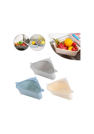 Gri Çok Fonksiyonlu Köşe Lavabo Drenaj Raf Raf Vantuz Lavabo Drenaj Sepeti Kase Sünger Tutucu Mutfak Banyo Depolama Organizatör Gri