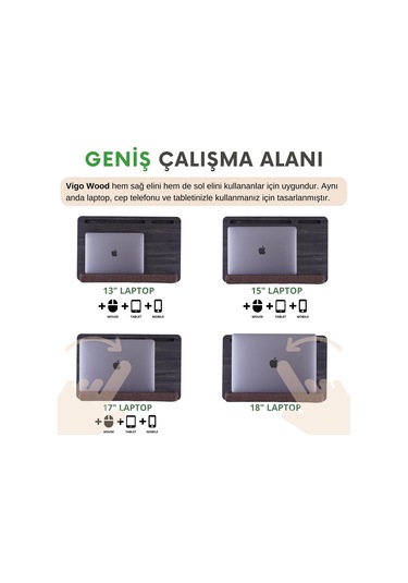Minderli Laptop Sehpası 17.3" Antrasit