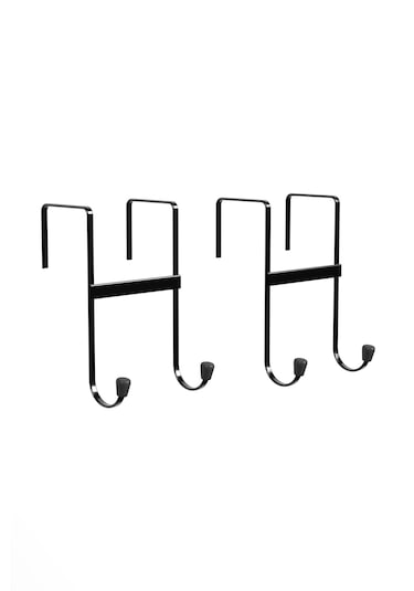 2 Adet Kapı Arkası Askılık Duvar Elbise Askılığı Portmanto Organizer Askı Metal Siyah Siyah