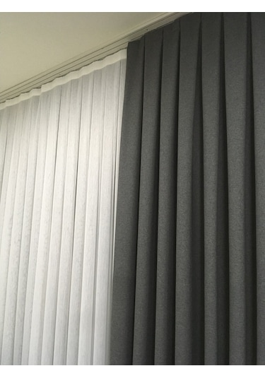 Perdefony Keten Fon Perde Koyu Gri