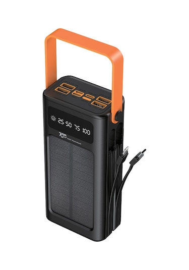 7go Gpw-03 30.000mah Solar Powerbank 4xusb-a, Qualcomm 3.0 Hızlı Şarj, Dahili Lightning & Usb-c Ka Siyah