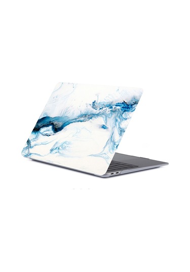 13" Macbook Uyumlu Pro M2 A2686 Mavi Mermer Kılıf Koruyucu Kapak Cmptm2-133bm