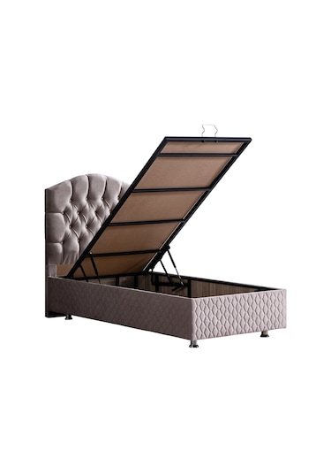 Setaymobilya Baza, Zümrüt Gri Tek Kişilik Baza + Başlık Seti, Setay