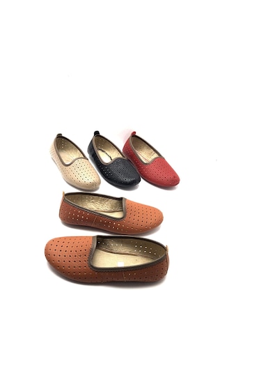 Hakiki Deri Hava Alabilir Delikli Taba Renk Hac Umre Tavaf Patiği Ve Ev Ayakkabısı Taba