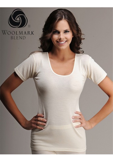 Hasyün 302 Ribana Biyeli Yün Kısa Kollu Termal -krem Krem