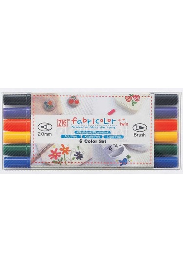 Zig Fabricolor Twin Çift Uçlu Kumaş Kalemi Setleri 6Lı Set