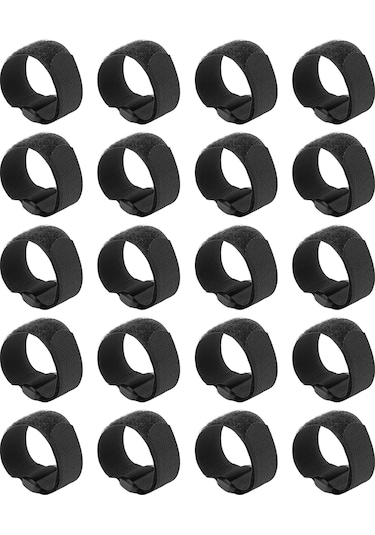 20 Adet Cırt Cırtlı Kablo Bağı Yeniden Kullanılabilir Plastik Tokalı Naylon Cırt Cırtlı Siyah 20x300mm