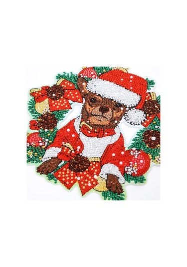 5d Elmas Boya Noel Çelenk Dıy Kırmızı Ve Yeşil