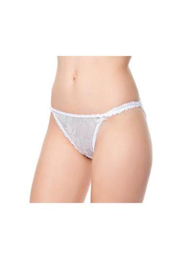 Gümüş Bayan Kenar Iki Ipli Dantelli Bikini Külot Standart M Beden