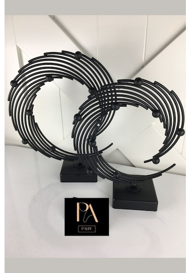 Trendooze 2'li Metal Siyah Aksesuar Ofis Ev Dekorasyon Objesi