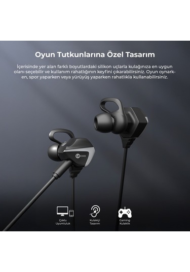 Lecoo HT105 Kablolu 3.5mm Jacklı Çıkartılabilir Mikrofonlu Kulak İçi Gaming Kulaklık